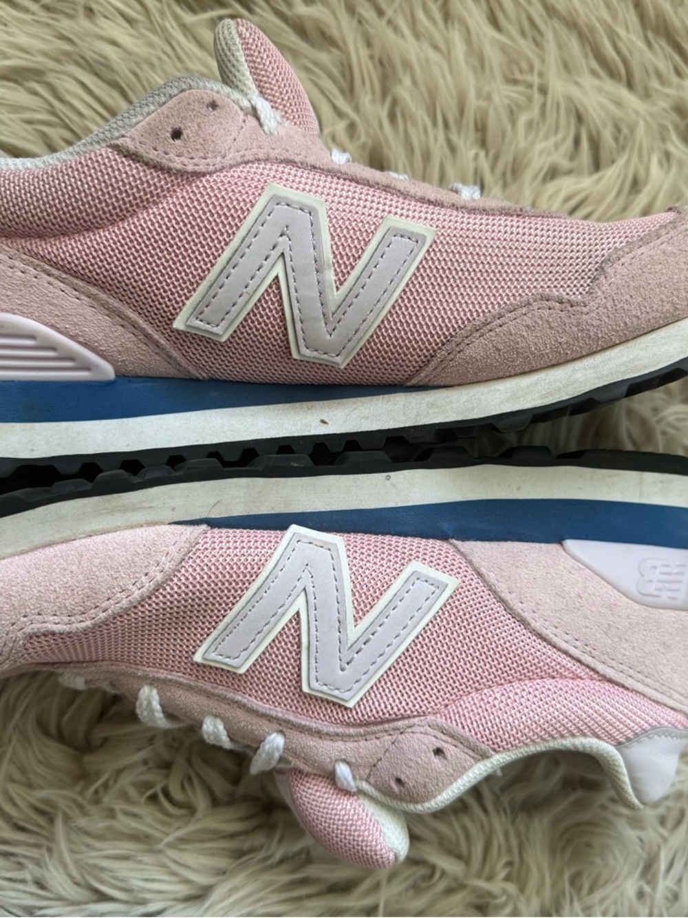 New Balance Pink & White Retro Runner with Blue Accent